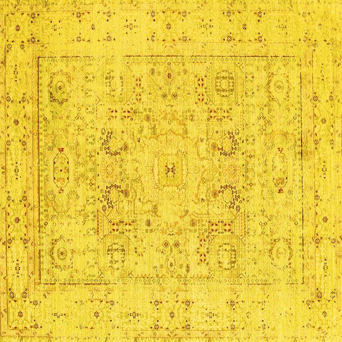 Square Machine Washable Persian Yellow Traditional Rug, wshtr334yw