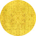 Round Machine Washable Persian Yellow Traditional Rug, wshtr334yw