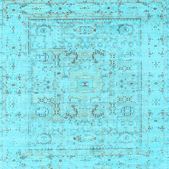 Square Machine Washable Persian Light Blue Traditional Rug, wshtr334lblu