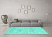 Machine Washable Persian Turquoise Traditional Area Rugs in a Living Room,, wshtr334turq