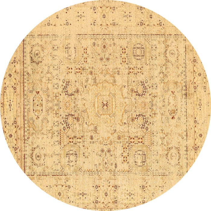 Round Persian Brown Traditional Rug, tr334brn