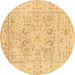 Round Persian Brown Traditional Rug, tr334brn
