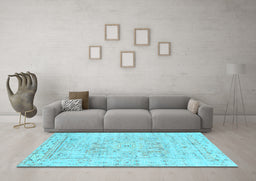 Machine Washable Persian Light Blue Traditional Rug in a Living Room, wshtr334lblu