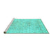 Sideview of Machine Washable Persian Turquoise Traditional Area Rugs, wshtr334turq