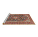 Sideview of Machine Washable Traditional Brown Red Rug, wshtr3350