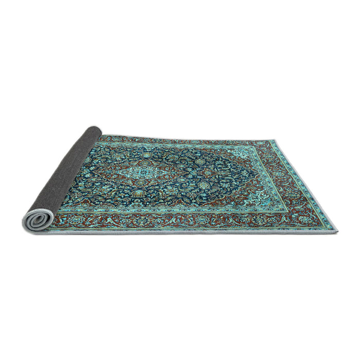 Sideview of Medallion Light Blue Traditional Rug, tr3350lblu