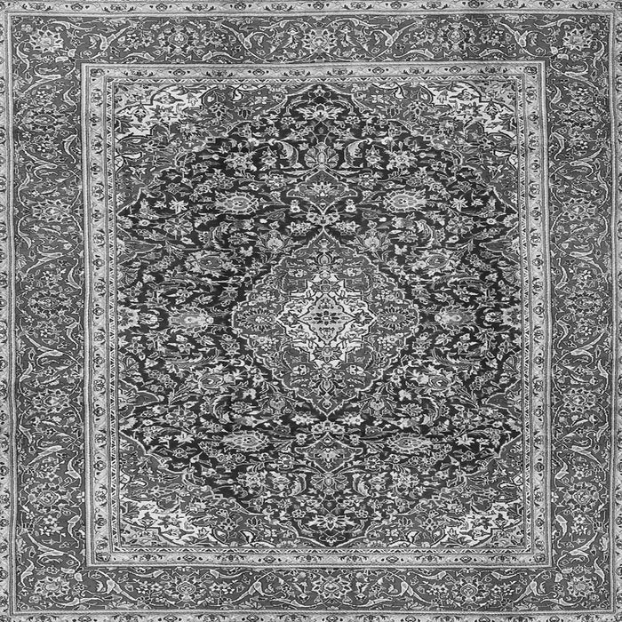 Round Machine Washable Medallion Gray Traditional Rug, wshtr3350gry