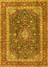 Machine Washable Medallion Yellow Traditional Rug, wshtr3350yw