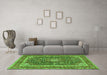 Machine Washable Medallion Green Traditional Area Rugs in a Living Room,, wshtr3350grn