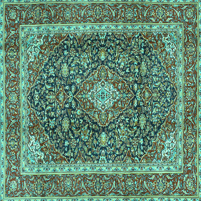 Square Medallion Turquoise Traditional Rug, tr3350turq