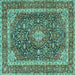 Square Medallion Turquoise Traditional Rug, tr3350turq