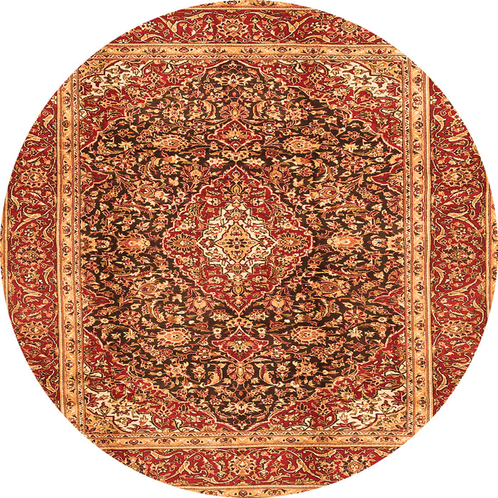 Machine Washable Medallion Orange Traditional Area Rugs, wshtr3350org