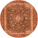 Machine Washable Medallion Orange Traditional Area Rugs, wshtr3350org