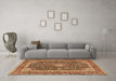 Machine Washable Medallion Brown Traditional Rug in a Living Room,, wshtr3350brn