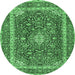 Round Medallion Emerald Green Traditional Rug, tr3350emgrn