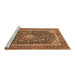 Sideview of Machine Washable Medallion Brown Traditional Rug, wshtr3350brn