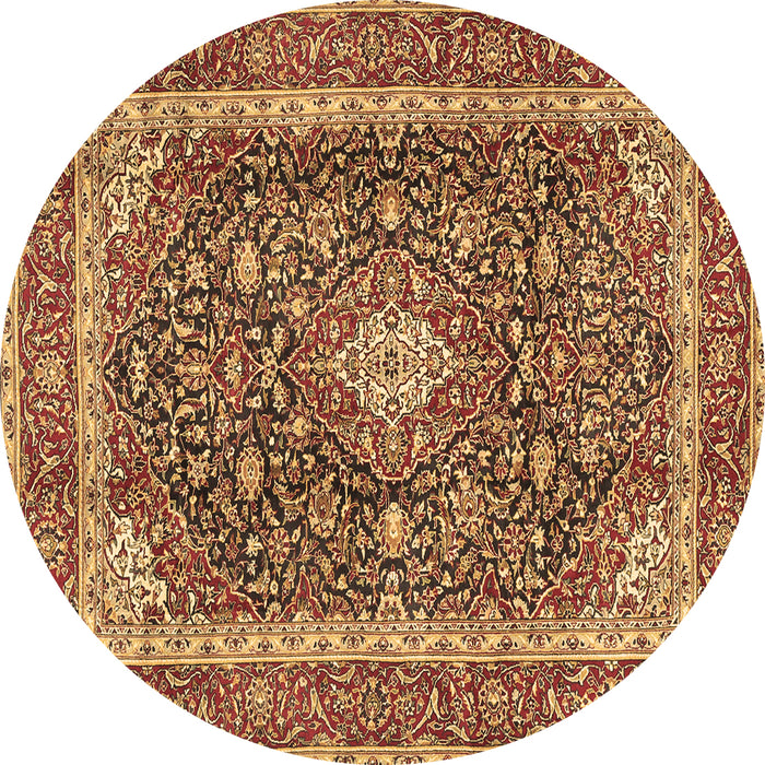 Round Medallion Brown Traditional Rug, tr3350brn