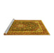 Sideview of Machine Washable Medallion Yellow Traditional Rug, wshtr3350yw