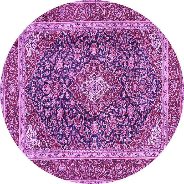 Round Medallion Purple Traditional Rug, tr3350pur