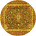 Round Medallion Yellow Traditional Rug, tr3350yw