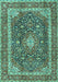 Machine Washable Medallion Turquoise Traditional Area Rugs, wshtr3350turq