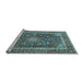 Sideview of Machine Washable Medallion Light Blue Traditional Rug, wshtr3350lblu