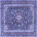 Square Medallion Blue Traditional Rug, tr3350blu