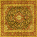 Square Medallion Yellow Traditional Rug, tr3350yw