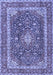 Machine Washable Medallion Blue Traditional Rug, wshtr3350blu