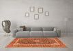 Machine Washable Medallion Orange Traditional Area Rugs in a Living Room, wshtr3350org