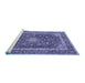 Sideview of Machine Washable Medallion Blue Traditional Rug, wshtr3350blu