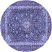 Round Medallion Blue Traditional Rug, tr3350blu