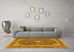 Machine Washable Medallion Yellow Traditional Rug in a Living Room, wshtr3350yw