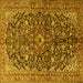 Square Machine Washable Persian Yellow Traditional Rug, wshtr3351yw