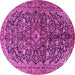 Round Machine Washable Persian Pink Traditional Rug, wshtr3351pnk