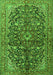 Serging Thickness of Machine Washable Persian Green Traditional Area Rugs, wshtr3351grn