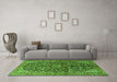 Machine Washable Persian Green Traditional Area Rugs in a Living Room,, wshtr3351grn