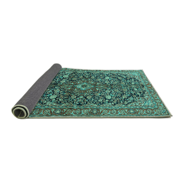 Sideview of Persian Turquoise Traditional Rug, tr3351turq