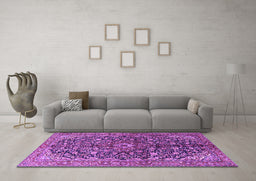 Machine Washable Persian Purple Traditional Area Rugs in a Living Room, wshtr3351pur