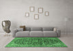 Machine Washable Persian Emerald Green Traditional Area Rugs in a Living Room,, wshtr3351emgrn