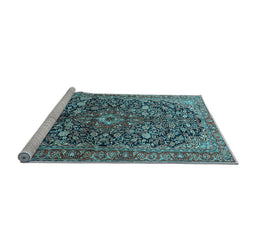 Sideview of Machine Washable Persian Light Blue Traditional Rug, wshtr3351lblu