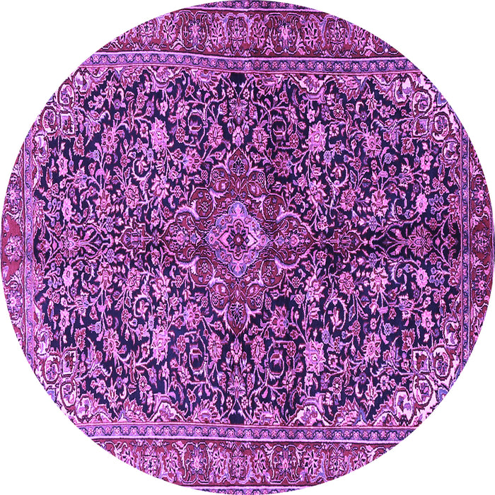 Round Machine Washable Persian Purple Traditional Area Rugs, wshtr3351pur