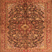 Round Machine Washable Persian Orange Traditional Area Rugs, wshtr3351org