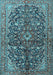 Machine Washable Persian Light Blue Traditional Rug, wshtr3351lblu