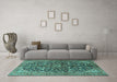 Machine Washable Persian Turquoise Traditional Area Rugs in a Living Room,, wshtr3351turq