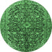 Round Persian Emerald Green Traditional Rug, tr3351emgrn