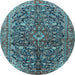 Round Persian Light Blue Traditional Rug, tr3351lblu