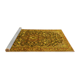 Sideview of Machine Washable Persian Yellow Traditional Rug, wshtr3351yw