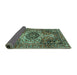 Sideview of Medallion Turquoise Traditional Rug, tr3352turq