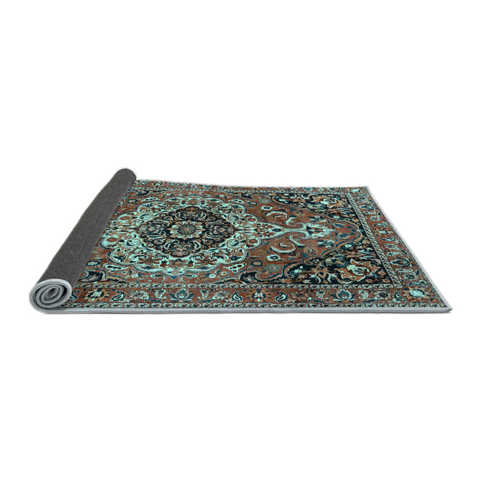 Sideview of Medallion Light Blue Traditional Rug, tr3352lblu